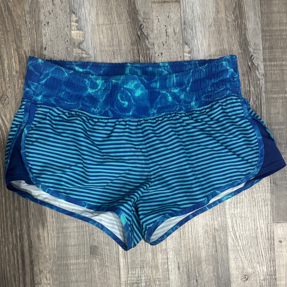 Blue Striped Women's Workout Shorts